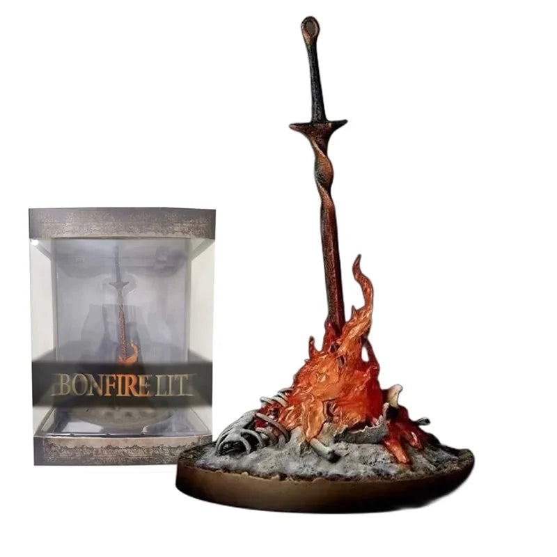 23CM Dark Souls Action Figure Fire Glowing Sword LED ILLUMINATION Bonfire LIT Light-up Glow Sword Lighting With Control Toy
