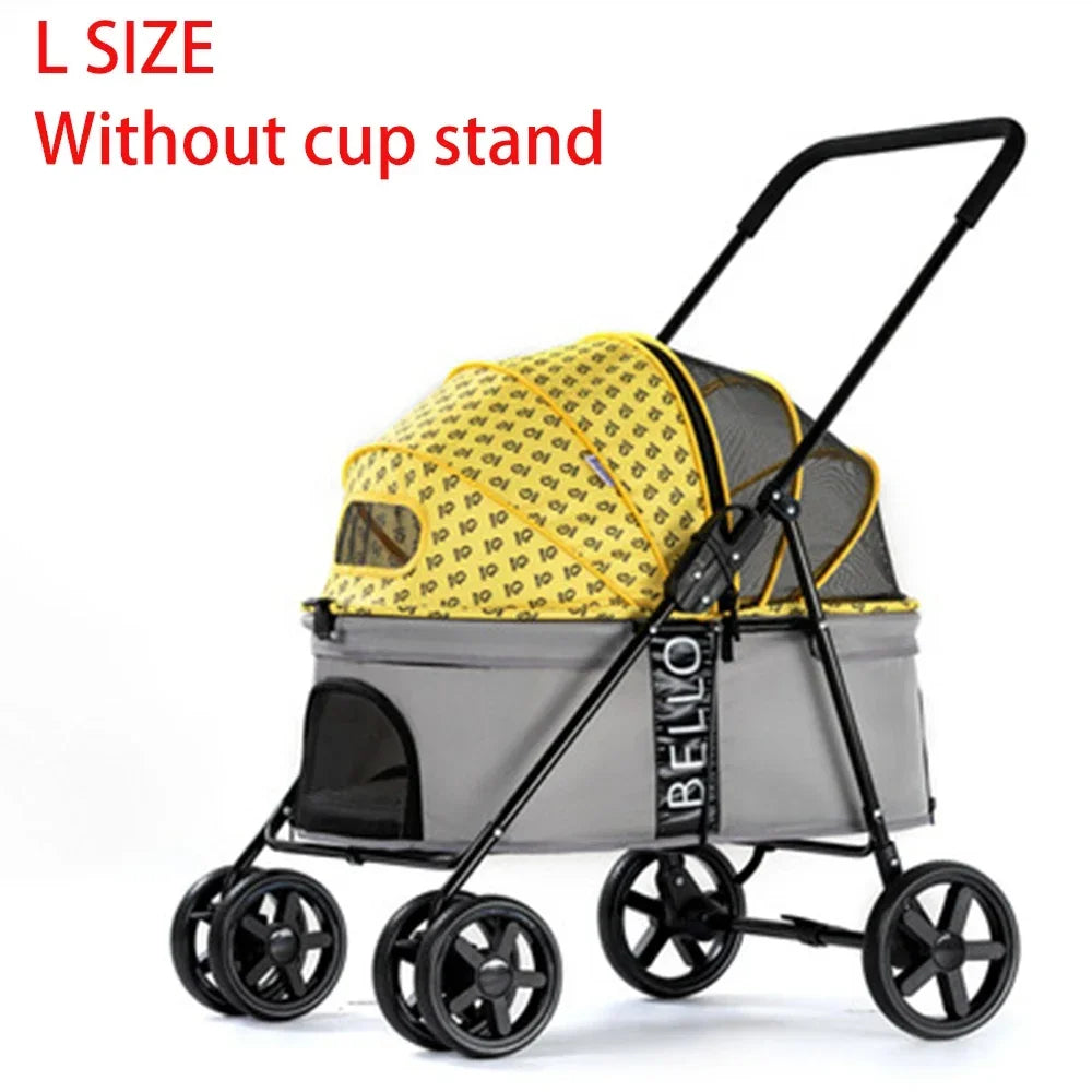 Outdoor Puppy Stroller Cat Dog Travel Breathable Pet Stroller Lightweight Folding Universal Wheels Small Medium Pet Stroller