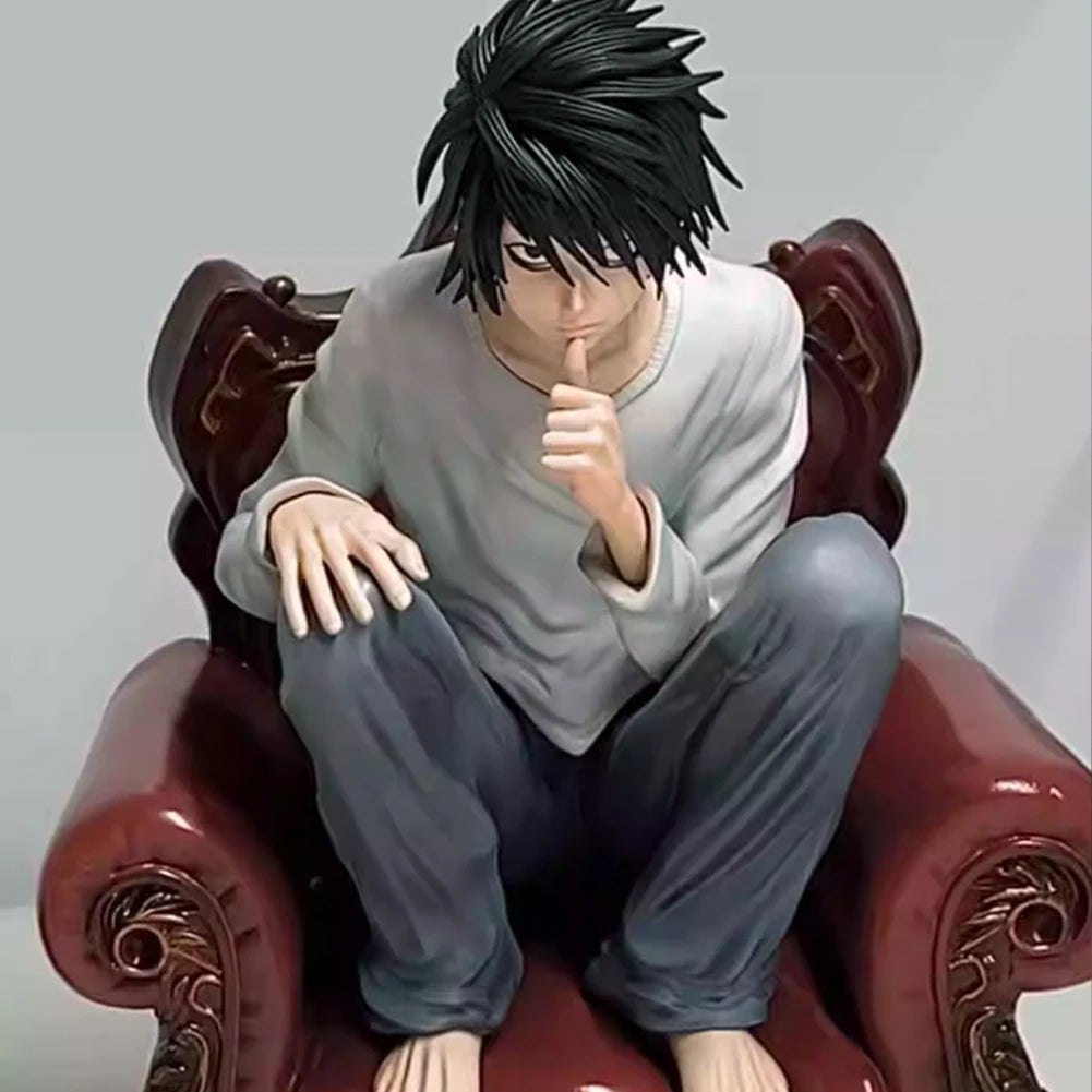 Death Anime Figure Light Yagami L Action Figure L Figurine sitting pose statue super sleuths Collectible Model Doll Toy Boy Gift