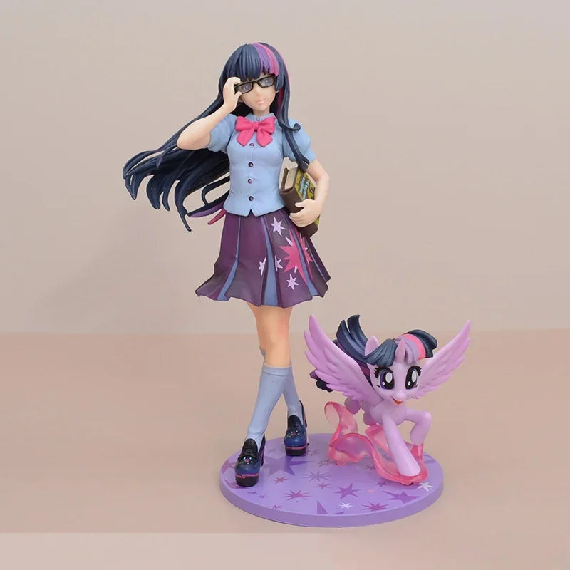 New My Little Poni Series Rainbow Anime Figure Cute Doll Applejack Toy Fluttershy Twi Light Sparkle Model Doll Toy Birthday Gift