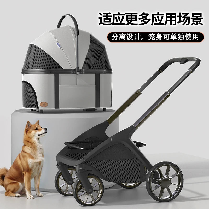 BELLO newest Pet Stroller Dog Cat Low Basket Parm aluminum alloy Cart Dog Lightweight Foldable Walking parm