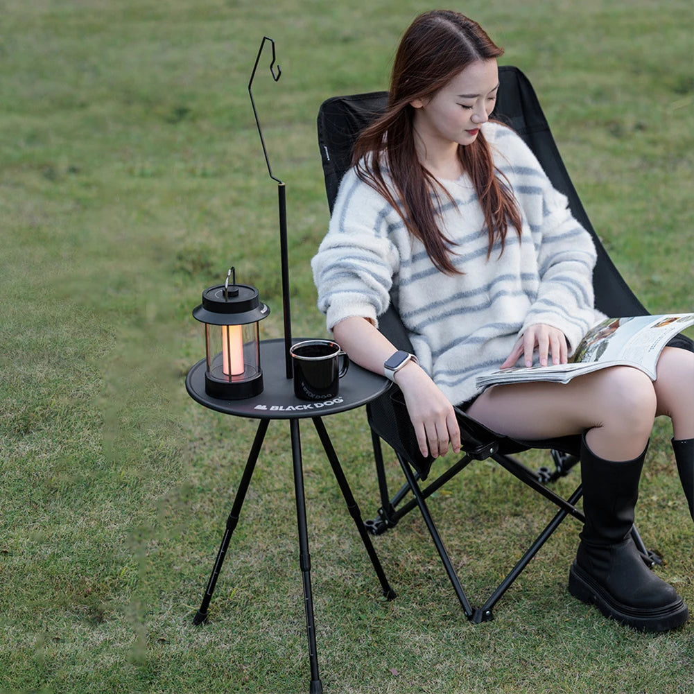 Outdoor Camping Table with Lamp Stand Adjustable Portable Lightweight Folding Table Aluminum Alloy for Camping BBQ Picnics