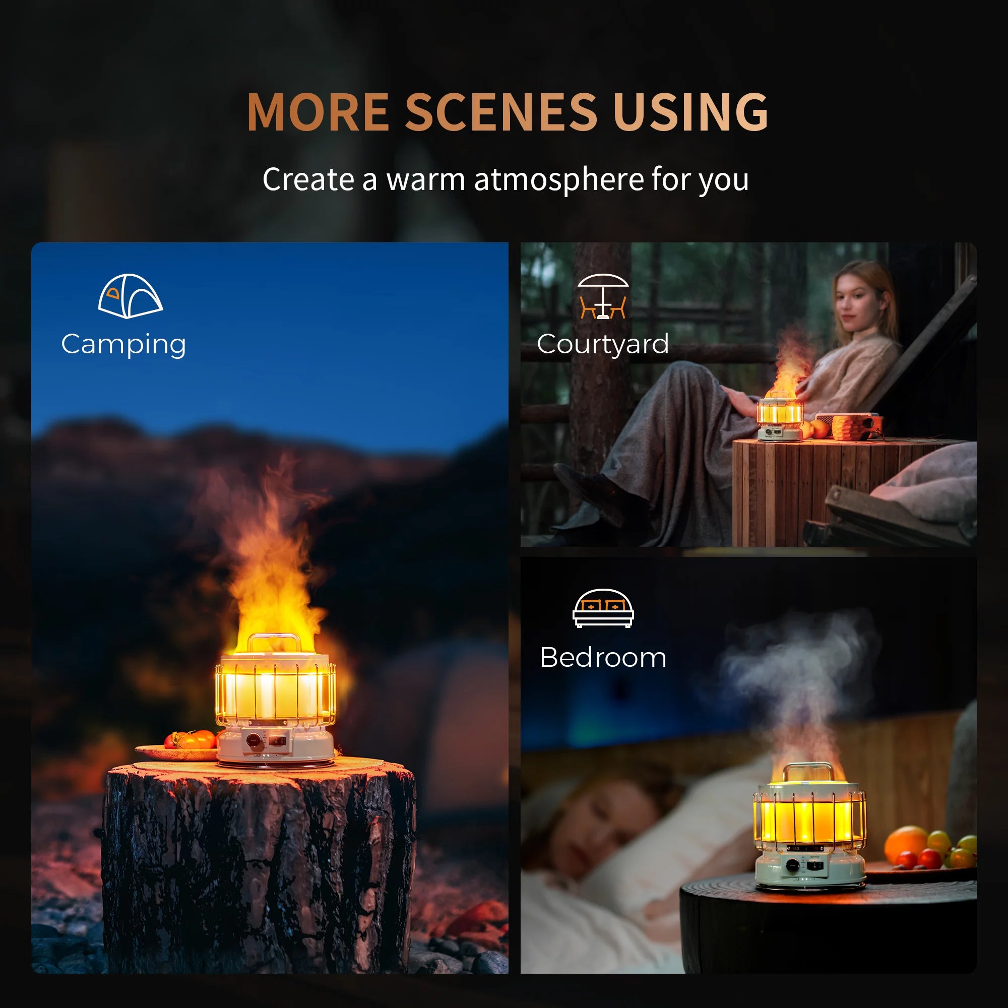 FLEXTAIL Rechargeable Camping Lantern with 9600mAh Battery, 3-in-1 Vintage Camping Light for Patio, Hiking, Camping, Bedroom