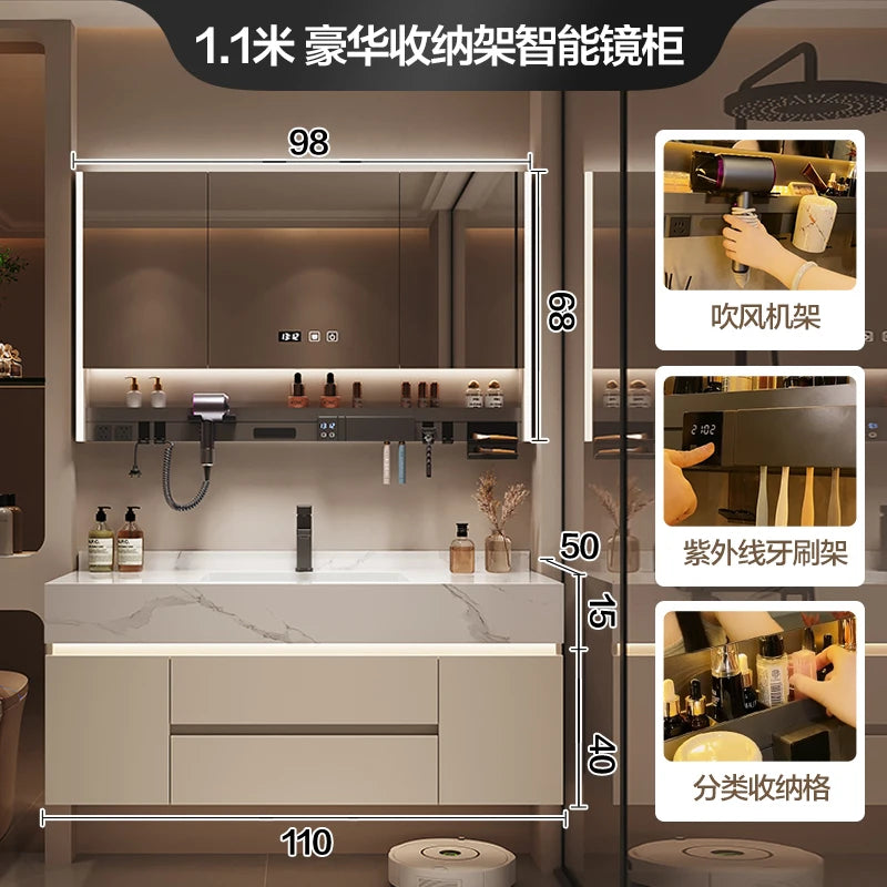 Simple Luxury Bathroom Vanities Washbasin Light Vanity White Bathroom Vanities Vintage Mirror Mobiletto Bagno Home Furniture