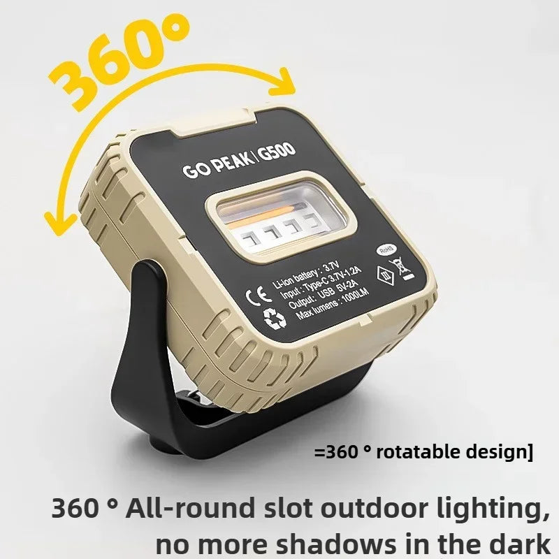 GOPEAK Upgrade G500 Small Square Lamp LED Flashlight Portable Searchlight Rechargeable Outdoor Emergency Camp Work Light