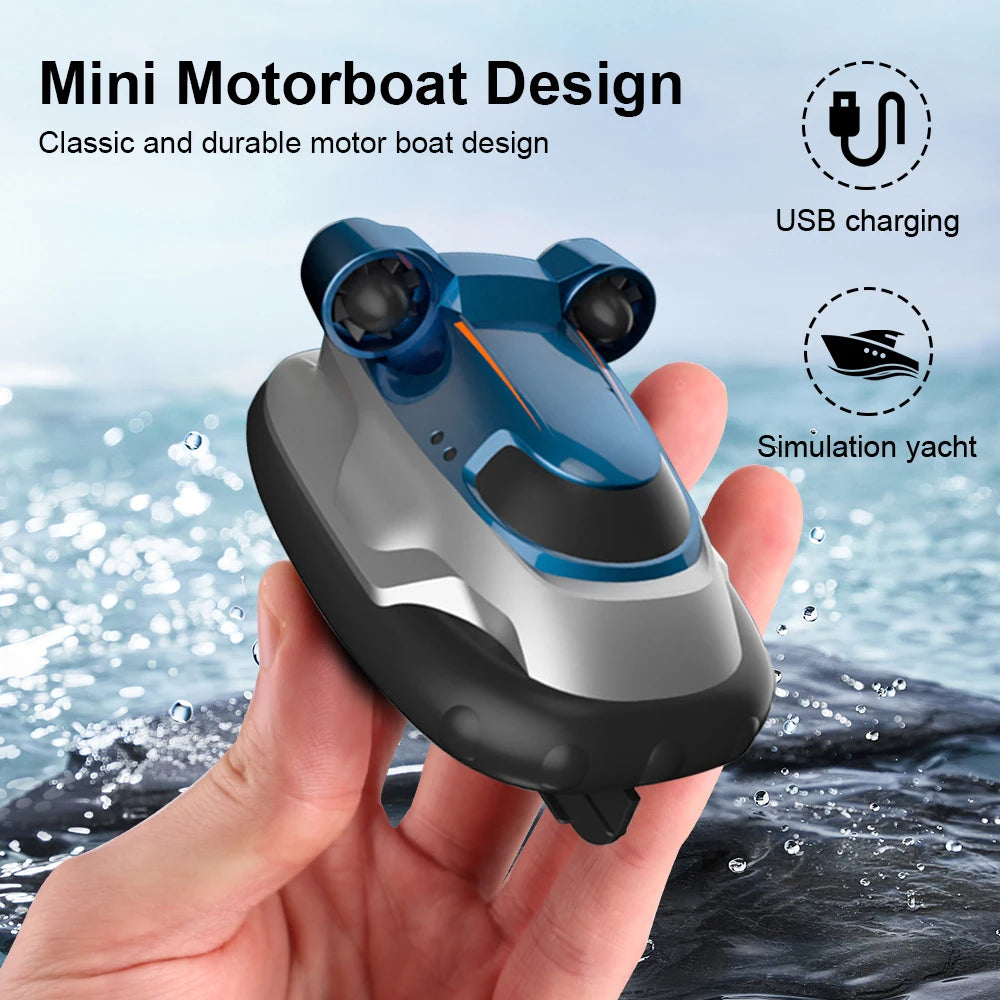 Mini RC Boats 2.4GHz hovercraft High Speed Electric Ship Water Model  LED Lights Children Competition Water Toys for Kids Gifts