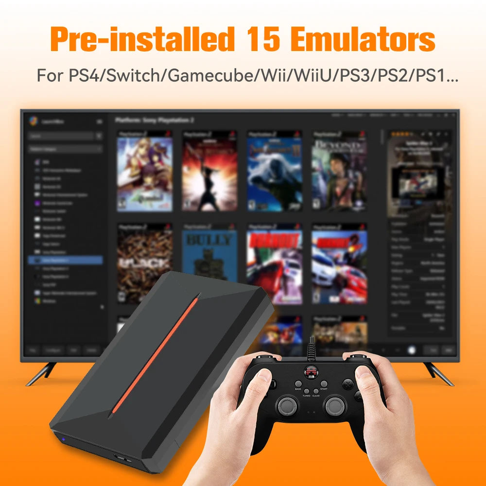JMachen 500GB Game Hard Drive Launchbox Portable Gaming HDD with 3700+PC/3D Games for PS4/PS3/PS2/Wii/WiiU/Switch Game Console