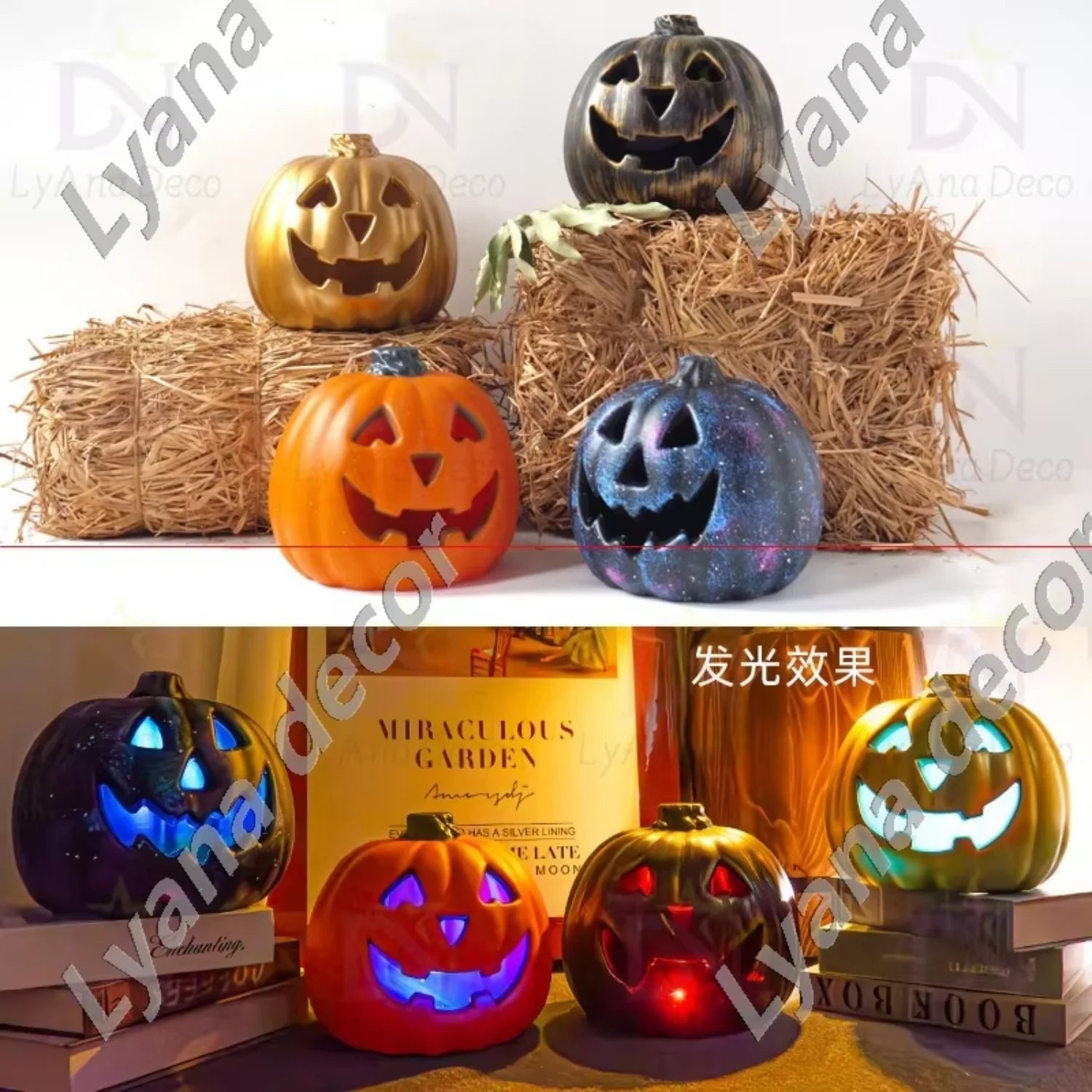 Plastic Products Halloween Accesorios Yard Ornaments Luminous  Props Scary Led Pumpkin Light Halloween Decor