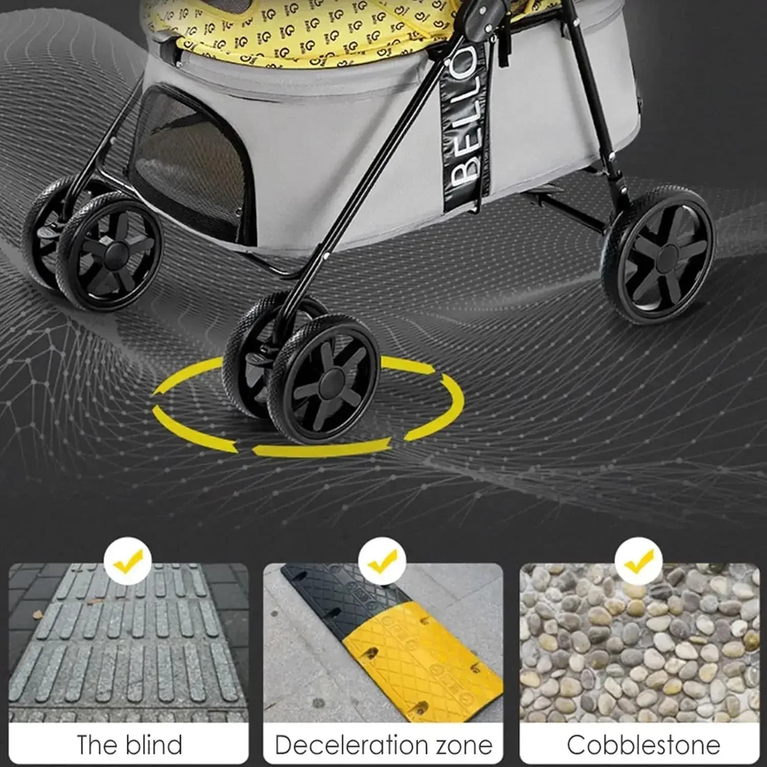 Outdoor Puppy Stroller Cat Dog Travel Breathable Pet Stroller Lightweight Folding Universal Wheels Small Medium Pet Stroller