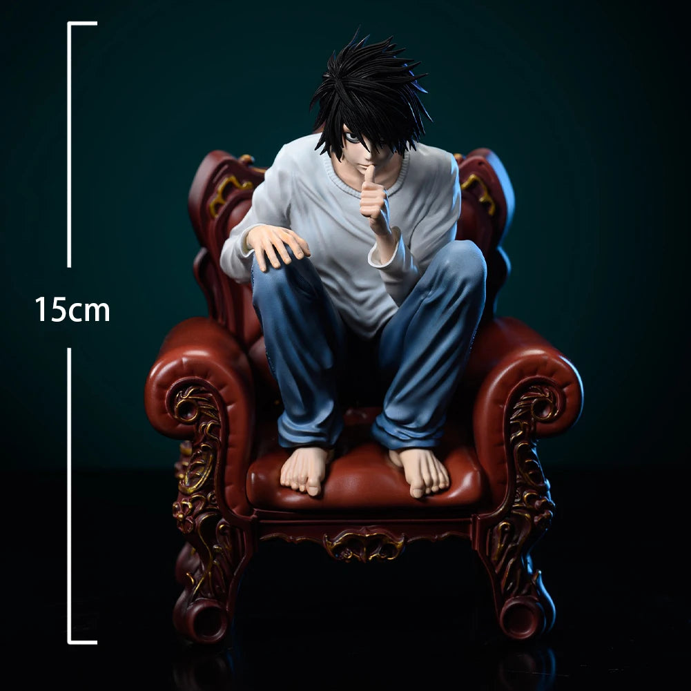 Death Anime Figure Light Yagami L Action Figure L Figurine sitting pose statue super sleuths Collectible Model Doll Toy Boy Gift