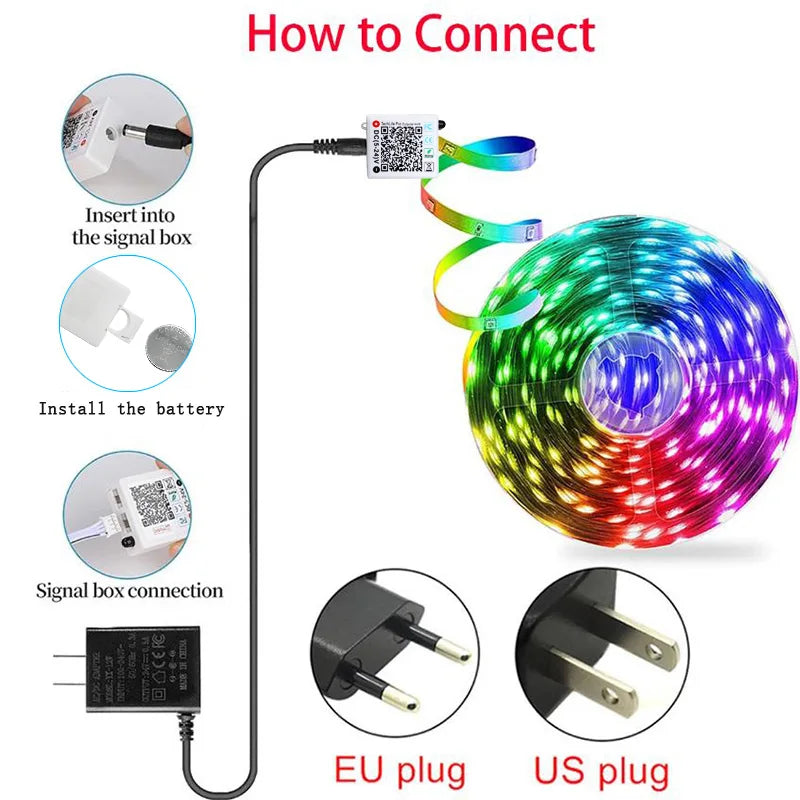 40M/131Ft Led Strip Lights APP 44Keys Music Sync Remote Control DC24V RGB Flexible Tape for Room Decoration TV Backlight Diode