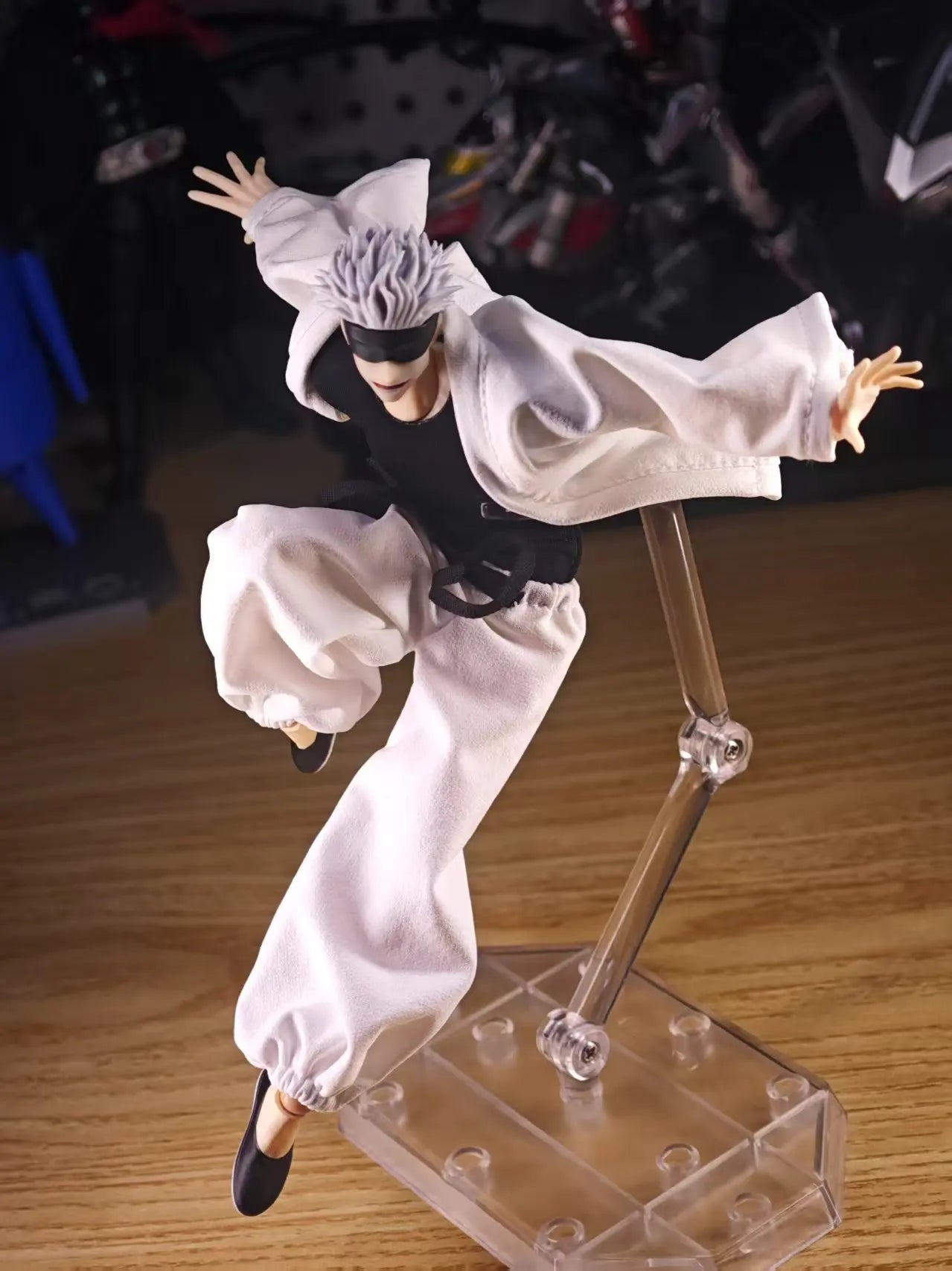 Jujutsu Kaisen 1/12 Male Clothes Set Gojo Satoru White Short Robe Pants Tight T-shirt Model for 6" VTOYS X BMS Action Figure Toy