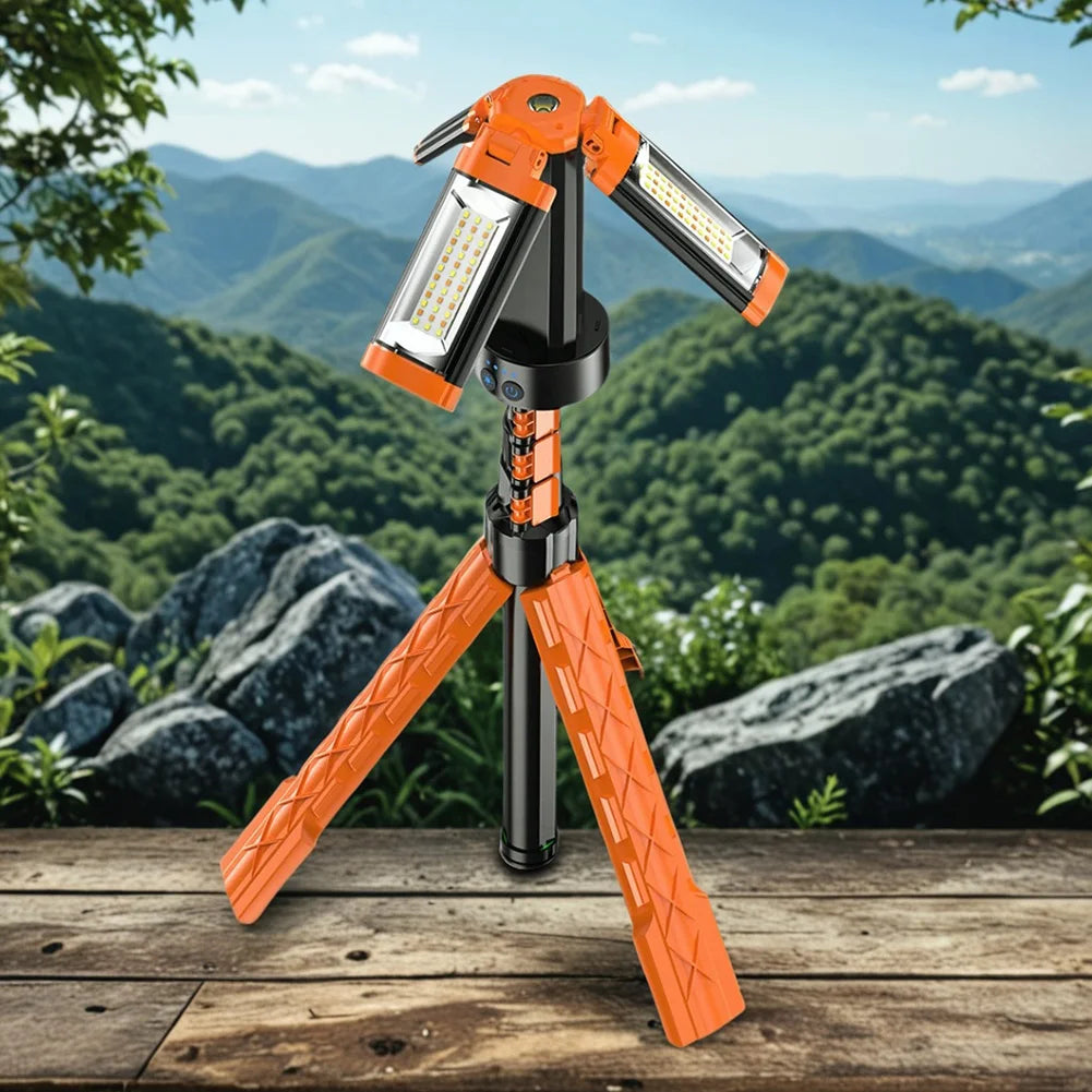 Folding Camping Light Rechargeable Camping Lantern with Telescoping Stand Foldable Tent Lamp Power Display for Adventure Fishing