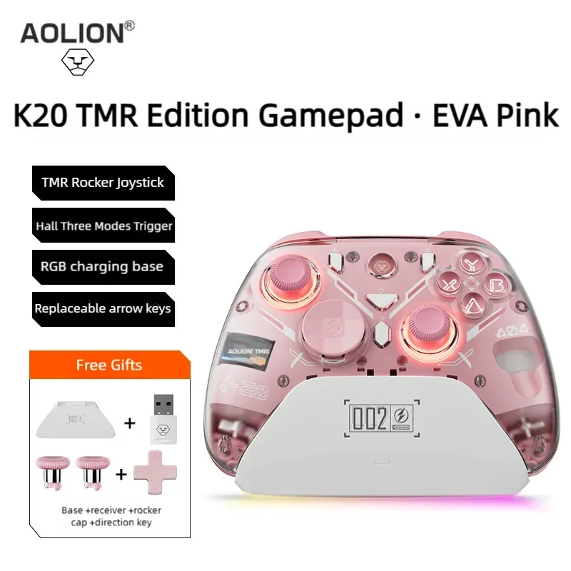 Aolion K20 RGB Wireless Gaming Controller Hall Effect Joystick Trigger For Nintendo Switch 2/PC/Phone With Charging Dock Gamepad