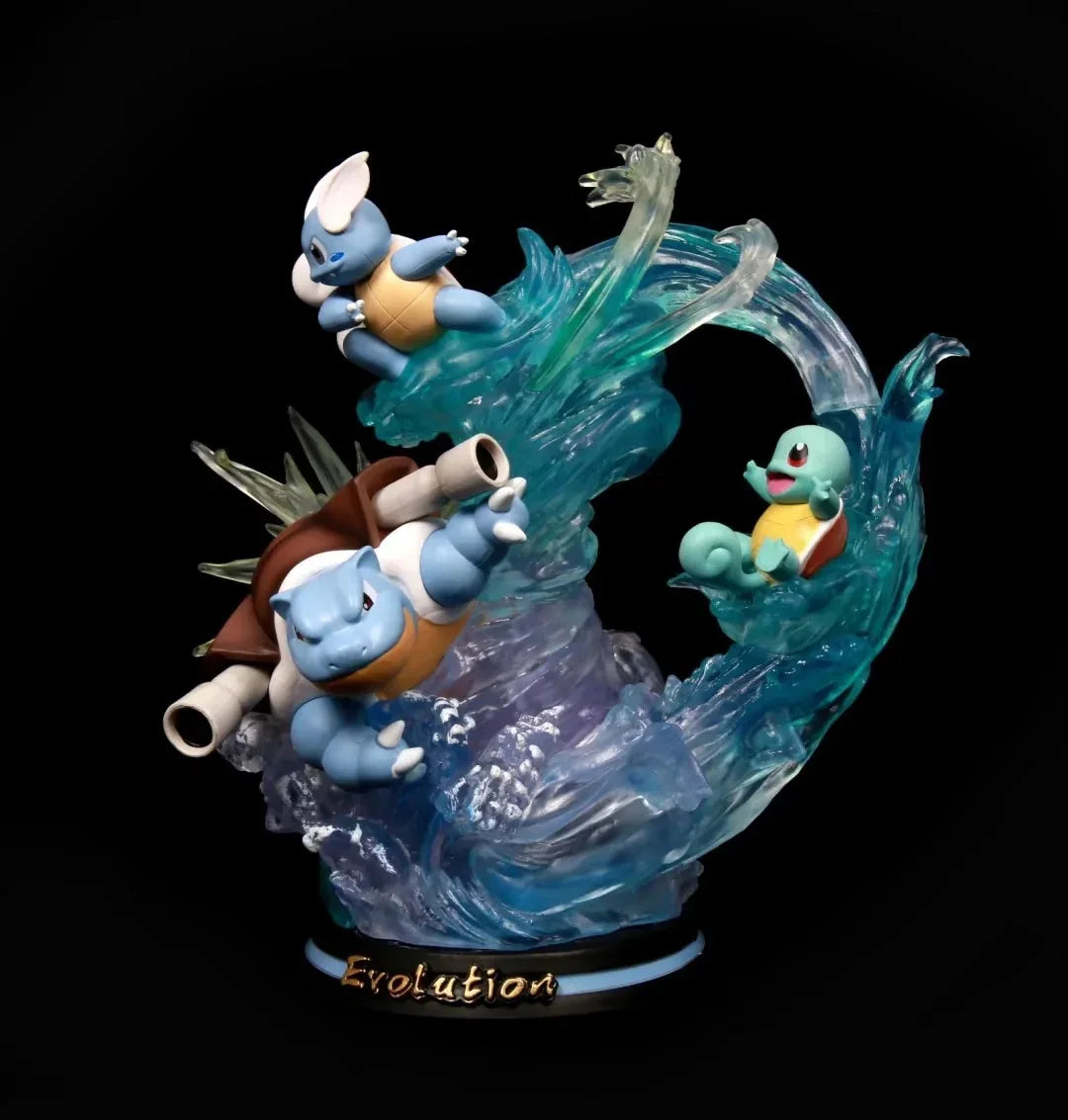Anime Pokemon Blastoise Squirtle Evolution Ver. GK PVC Action Figure Statue Collectible Model Kids Light Up Toys Doll Gifts 26cm