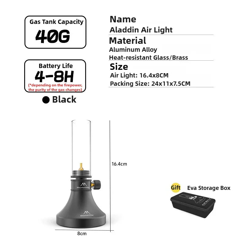 Mounthiker Aladdin Gas Lamp Lantern Retro Glass Gas Atmosphere Light Outdoor Fishing Picnic Camping Equipment Gas Candle Light