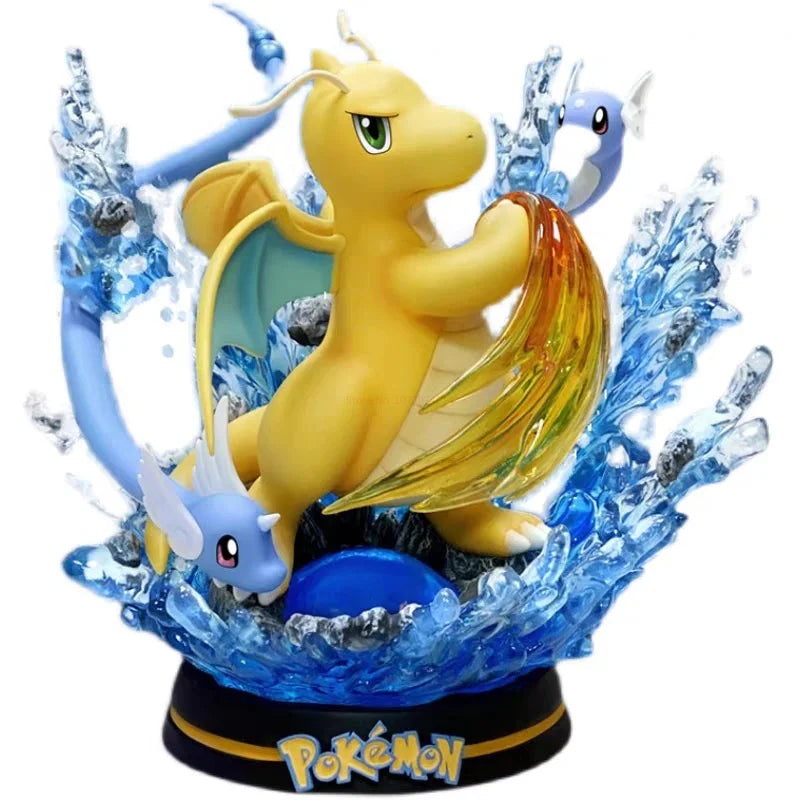 New Pokemon Evolution Mewtwo Figure Charizard Dragonite Blastoise Venusaur Gengar Led Light Anime Figurine Pvc Statue Model Gift