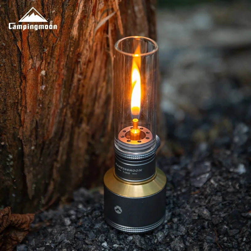 T-1D15 Vintage Gas Lamp Glamping Atmosphere Lantern with Glass Cover Classical Light Butane Mantle Lamp for Tent Outdoor Camping
