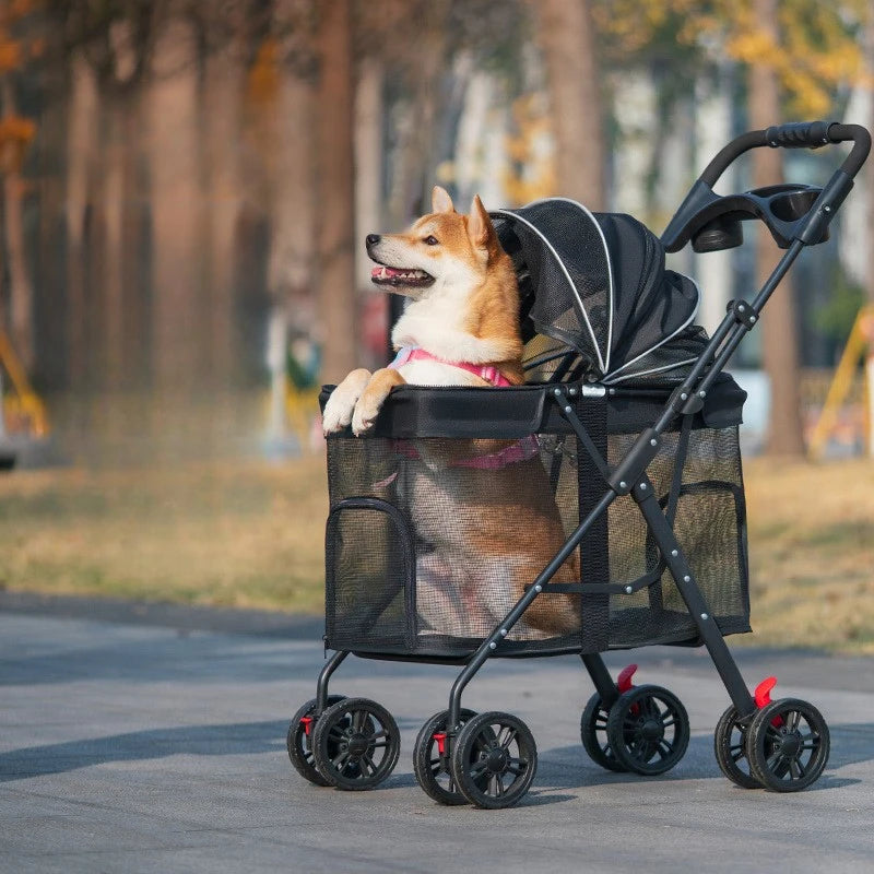 Breathable Pet Dog Cat Stroller Lightweight Folding  Portable Features Ventilated Design for Medium Dogs and Cats  Dog Carrier