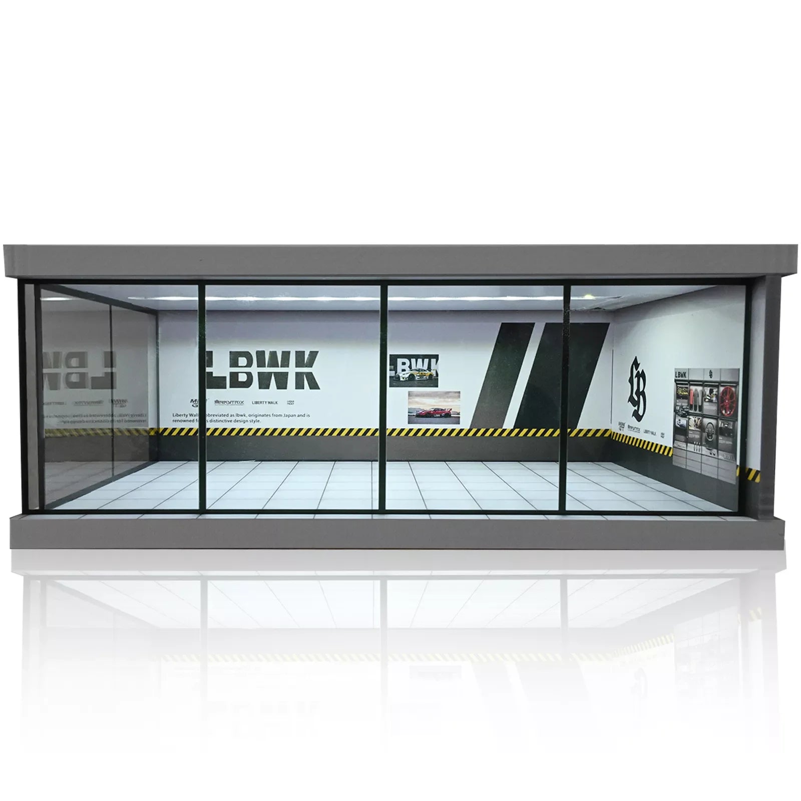 1: 43 Diorama Car Garage Model LED Lighting  Car Showroom Parking Lot Scene Display Models Toys