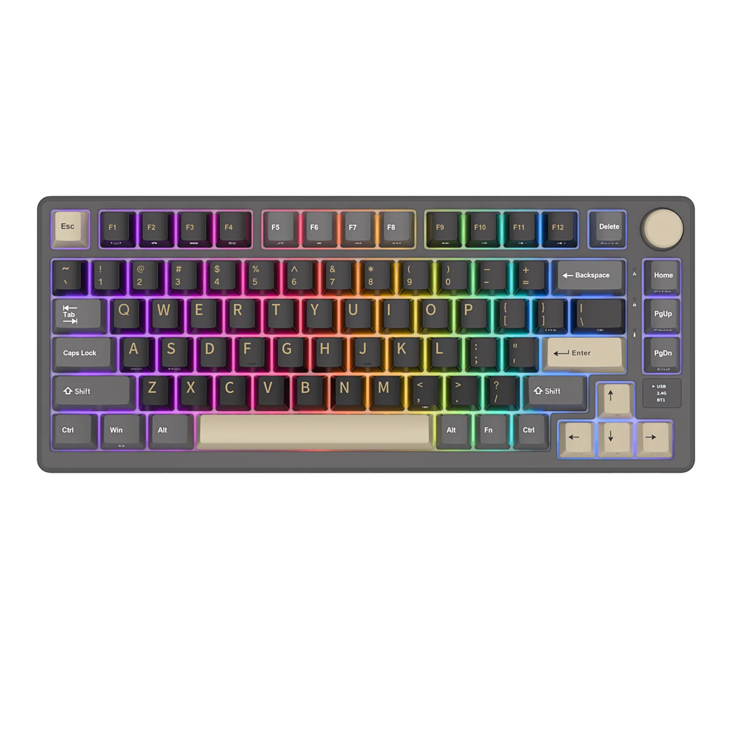 RK ROYAL KLUDGE M75 Gasket Mechanische Tastatur 2,4G Wireless/Bluetooth/USB 75 % RGB Hot-Swap-fähige Gaming-Tastatur mit Display