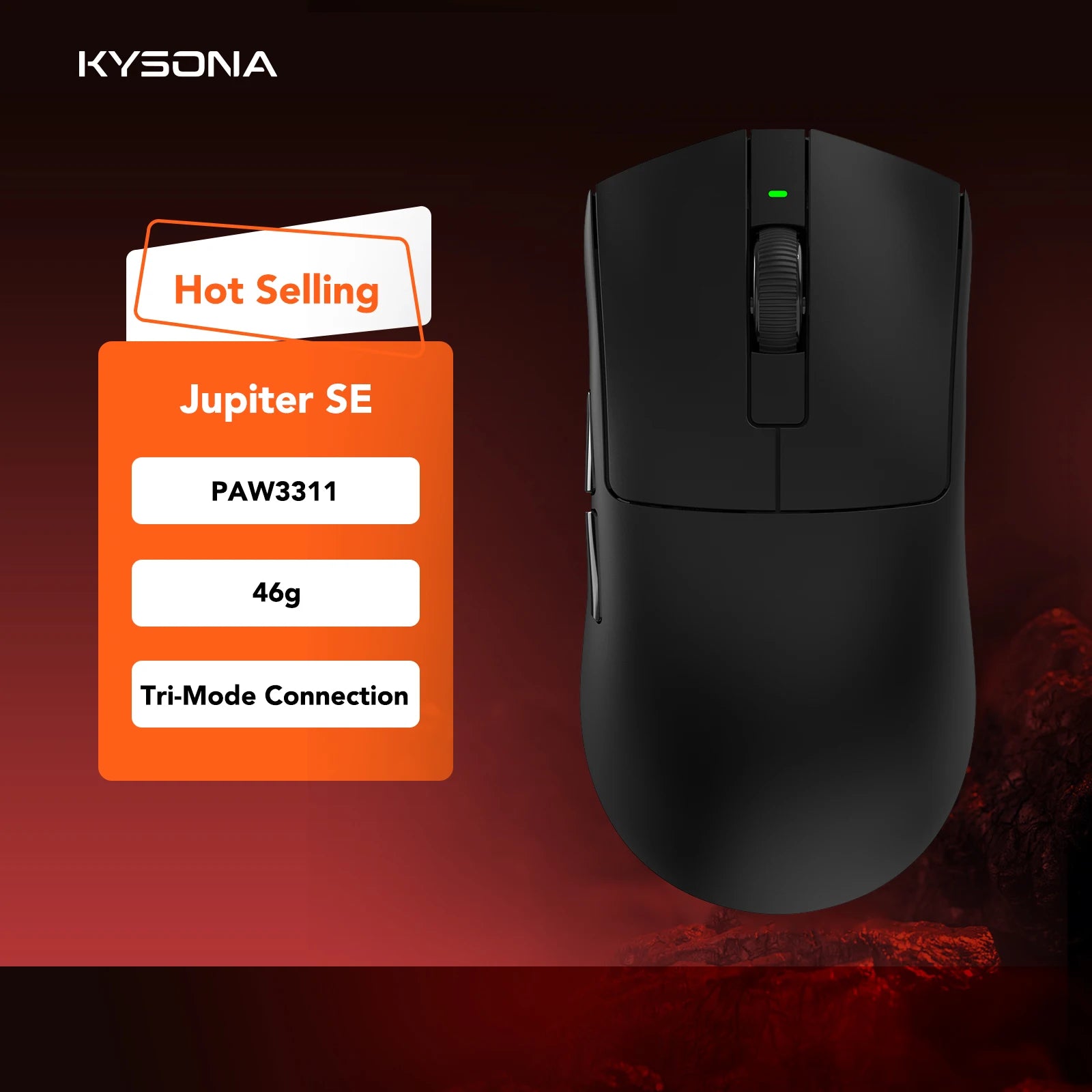 Kysona Jupiter Wireless Mouse PAW3395 Sensor 26000DPI Light Weight 49g 8khz Bluetooth Rechargeable Game Mouse For PC Laptop Gift