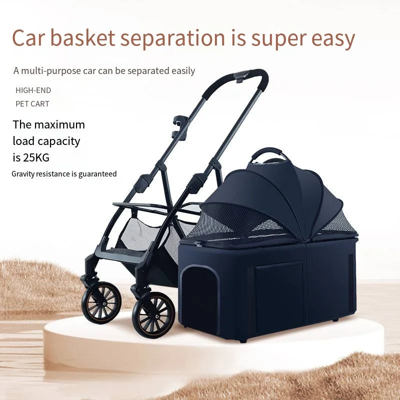 2025 Pet Stroller for Dogs and Cats Going Out, Detachable and Foldable, Lightweight Small Cart for Walking Dogs and Walking Cats