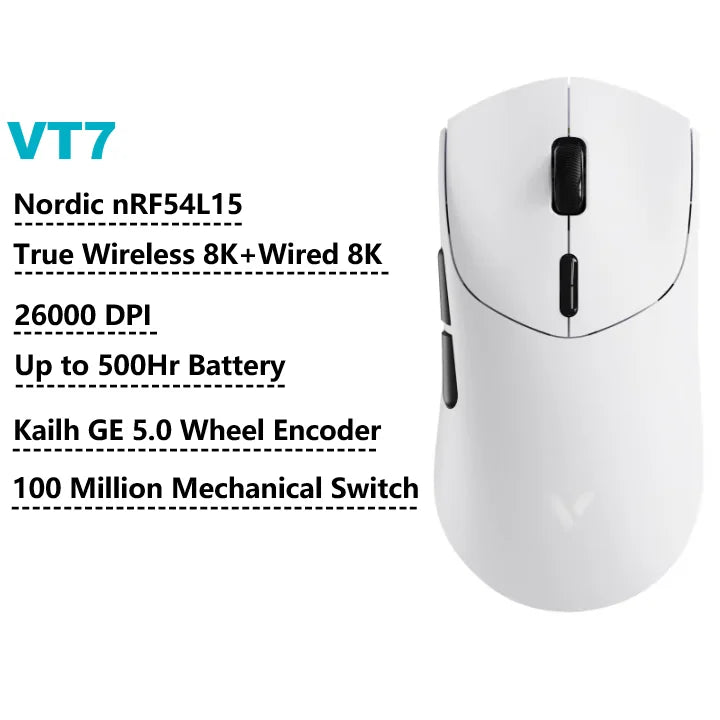 Rapoo VT7 /VT7 MAX Wireless Gaming Mouse True 8K Wireless Polling Rate 53g Lightweight Up to 500Hr Battery Life Macro Enabled