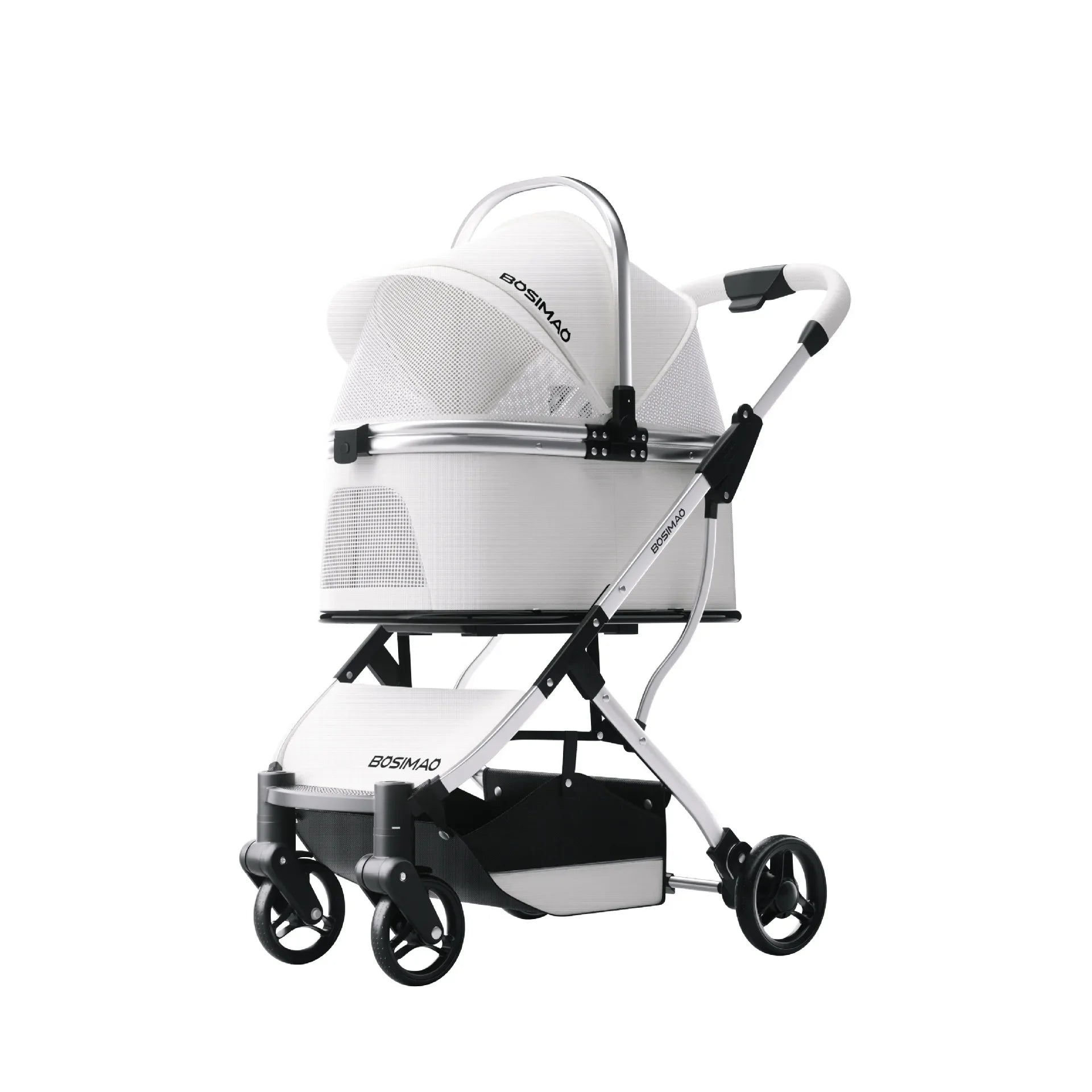 Lightweight Foldable Pet Stroller Detachable Cat Trolley Aluminum Alloy Trolley Big Space Pet Cat Dog Cart Foldable for Storage