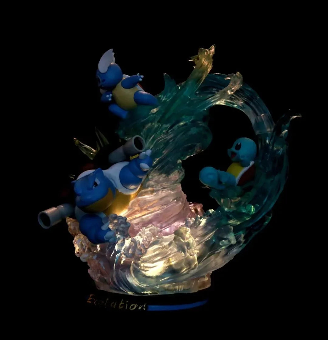 Anime Pokemon Blastoise Squirtle Evolution Ver. GK PVC Action Figure Statue Collectible Model Kids Light Up Toys Doll Gifts 26cm