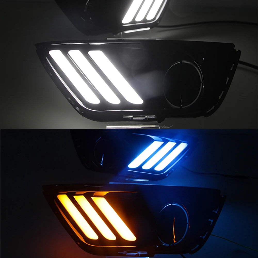 Car LED DRL With Yellow Turn Signal Daytime Running Light Daylight For Jeep Compass 2017 2018 2019 2020 Fog lamp cover