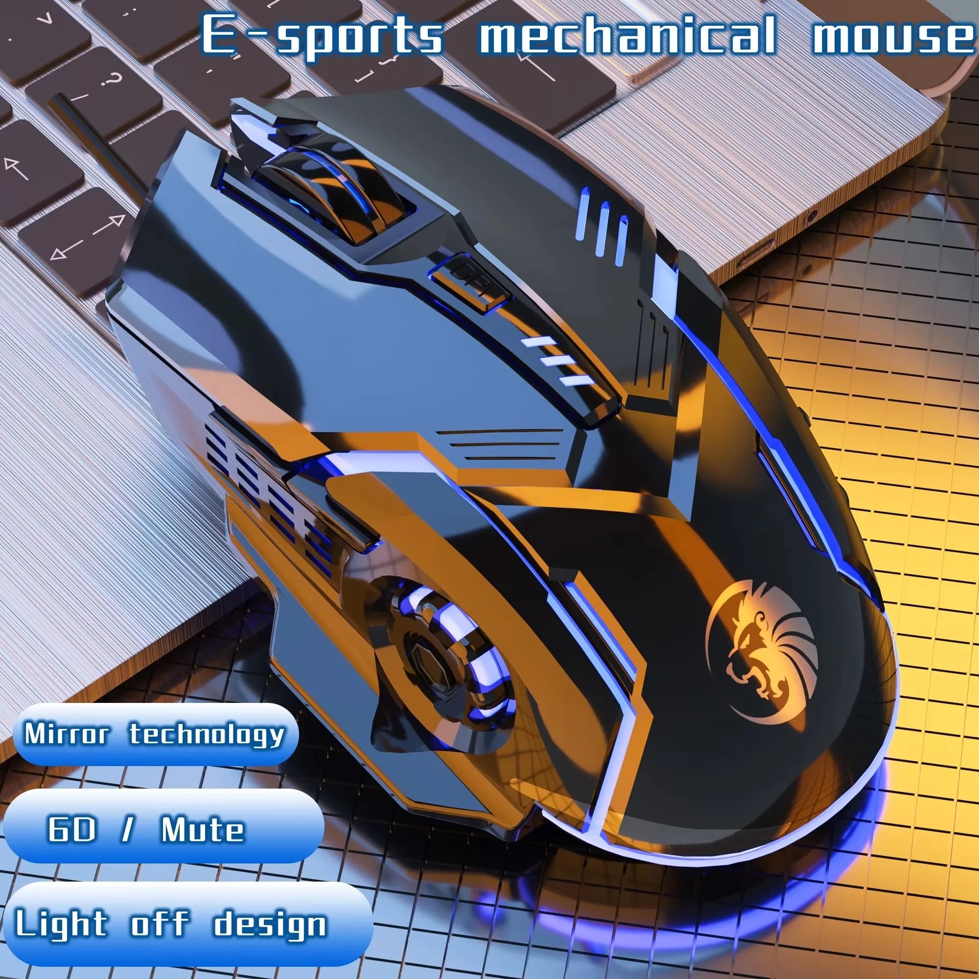 F7 Wired 6 Keys Mouse Colorful Lighting Gaming and Office For Microsoft Windows and Apple IOS System