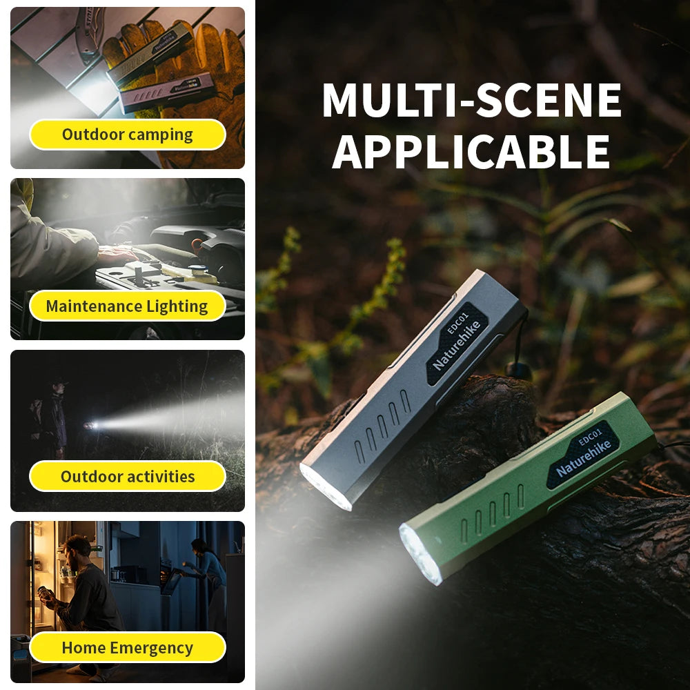 Naturehike EDC01 Flashlight Outdoor Portable Durable Hiking Mountaineering Ultra-bright Rechargeable Small Mini Household Light