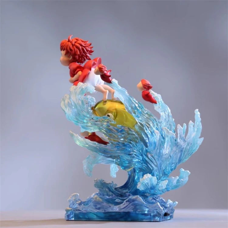 21cm Goldfish Hime On The Cliff Anime Figure Goldfish Hime Tripping Ponyo Statue Model With Light Collection Toy Desk Decor Gift