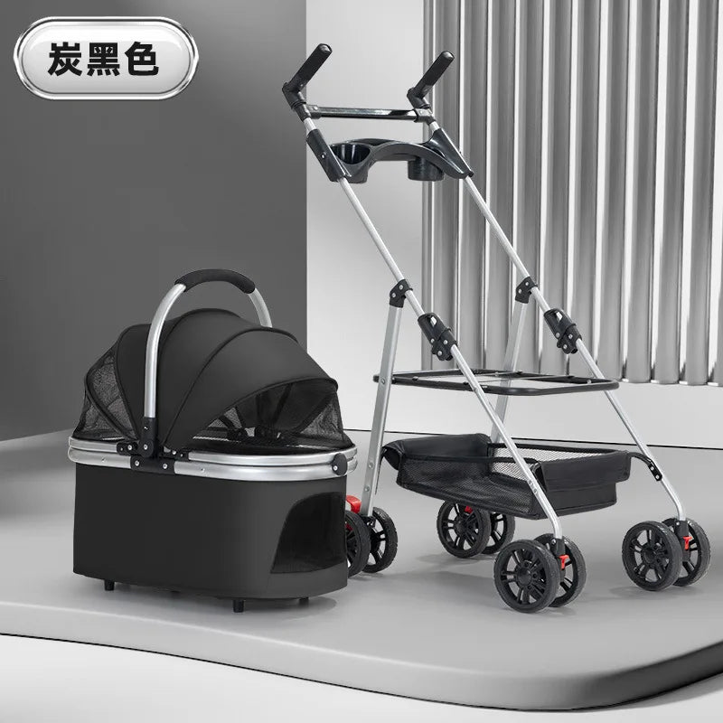 3-in-1 Pet Stroller for Medium Dogs Puppy Cat Stroller  with Detachable Carrier Pad Lightweight Foldable Aluminum Alloy Frame