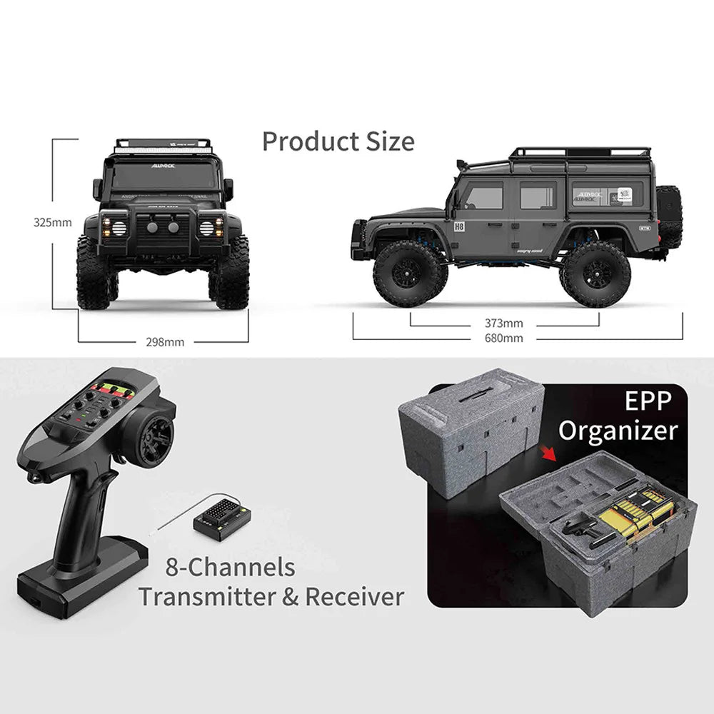HYPER GO MJX H8H V2 FOC Brushless 1/8 RC Car PRO Climbing Vehicle 8CH Simulation Light Differential Lock APP Program RC Crawler