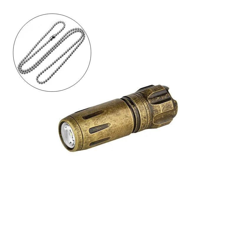 Portable Brass Flashlight for Type-c USB Charging Outdoor EDC Tools 180 lumens Waterproof Camping Survival Tool