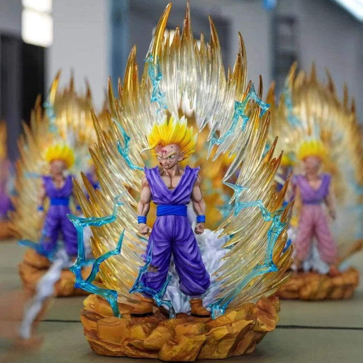 New Dragon Ball Z Anime Figure Jt Super Saiyan 2 Gohan Large Model With Double Head Light-Up Base Background Ssj2 Gk Statue Toys