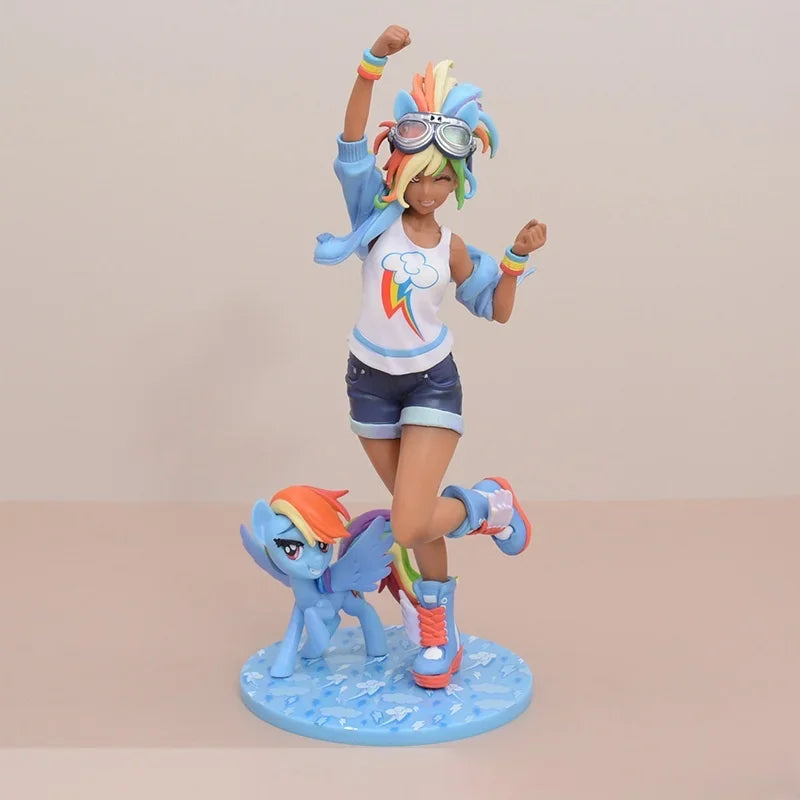 New My Little Poni Series Rainbow Anime Figure Cute Doll Applejack Toy Fluttershy Twi Light Sparkle Model Doll Toy Birthday Gift