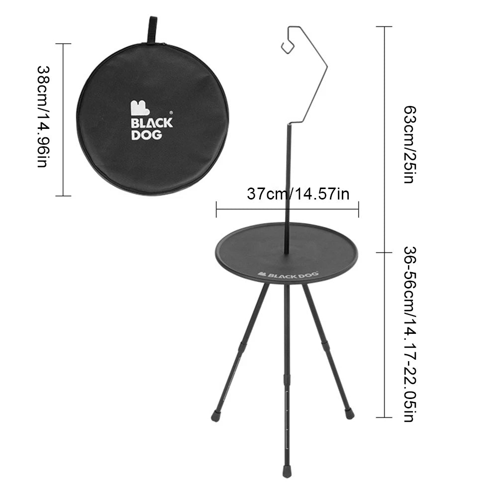 Outdoor Camping Table with Lamp Stand Adjustable Portable Lightweight Folding Table Aluminum Alloy for Camping BBQ Picnics