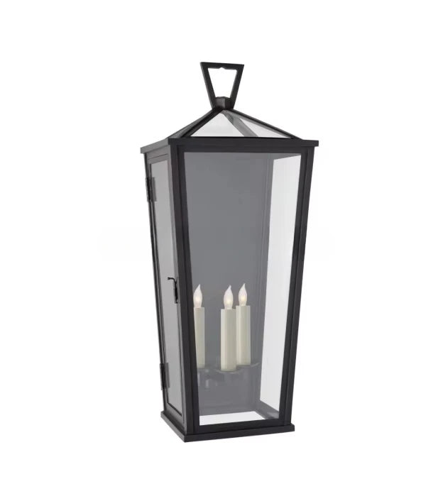 Hunt clear Glass 36 Inch Black 4 Light Outdoor Lantern Wall Light Garden Wall Sconce Waterproof