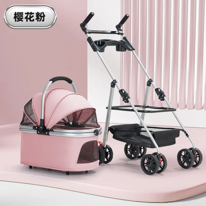 3-in-1 Pet Stroller for Medium Dogs Puppy Cat Stroller  with Detachable Carrier Pad Lightweight Foldable Aluminum Alloy Frame
