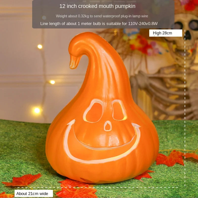Halloween pumpkin lantern hollow out LED light emitting funny indoor and outdoor decoration props 3pcs set
