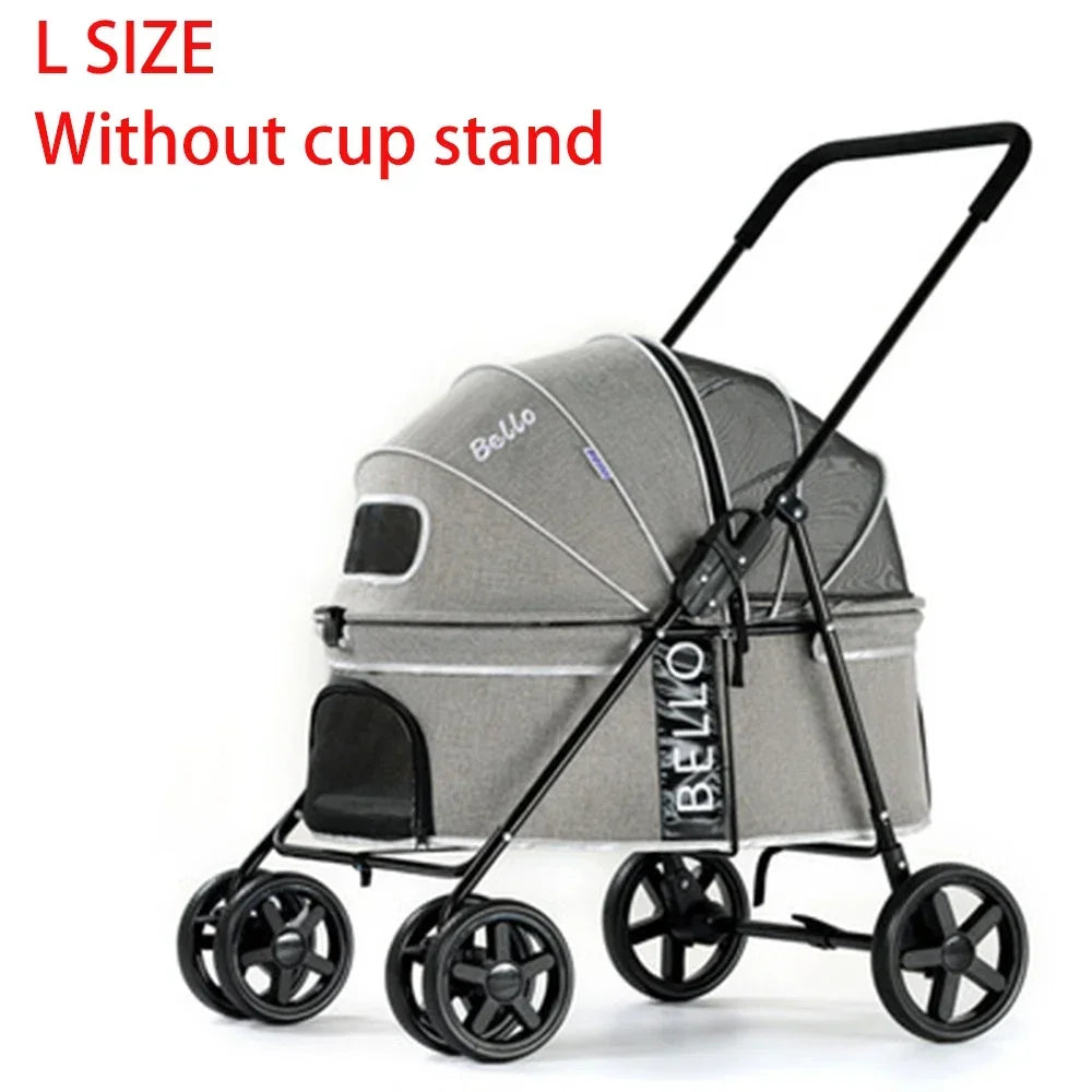 Outdoor Puppy Stroller Cat Dog Travel Breathable Pet Stroller Lightweight Folding Universal Wheels Small Medium Pet Stroller