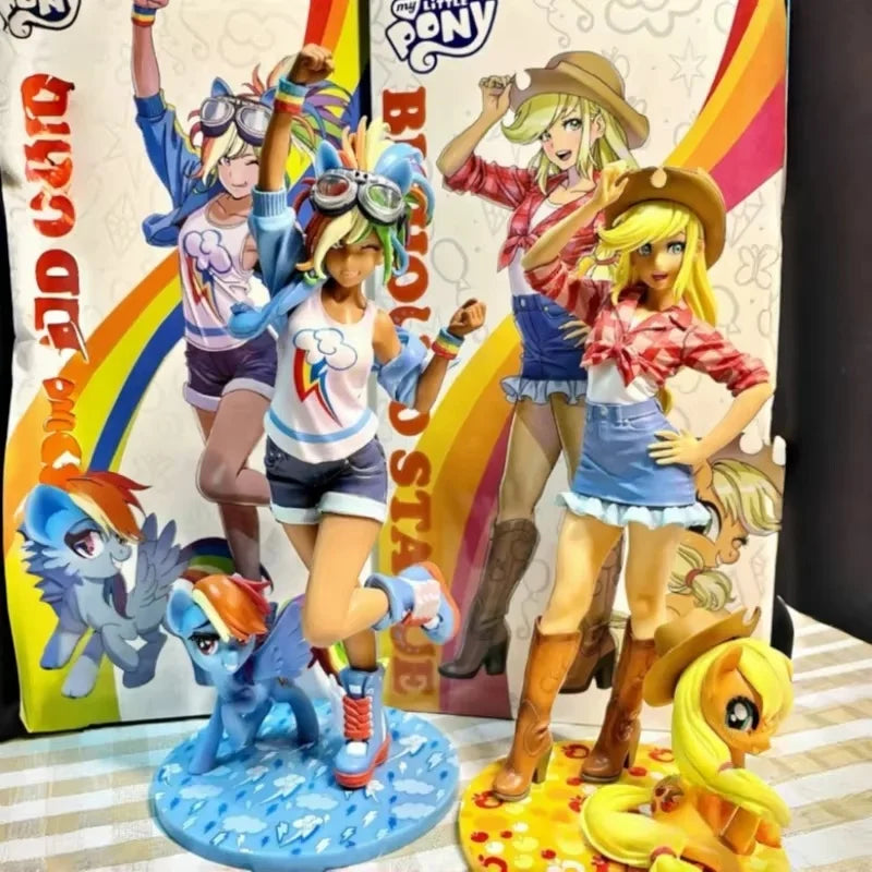 New My Little Poni Series Rainbow Anime Figure Cute Doll Applejack Toy Fluttershy Twi Light Sparkle Model Doll Toy Birthday Gift