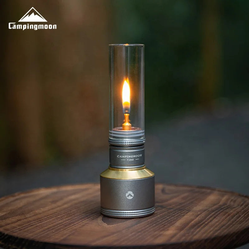 T-1D15 Vintage Gas Lamp Glamping Atmosphere Lantern with Glass Cover Classical Light Butane Mantle Lamp for Tent Outdoor Camping