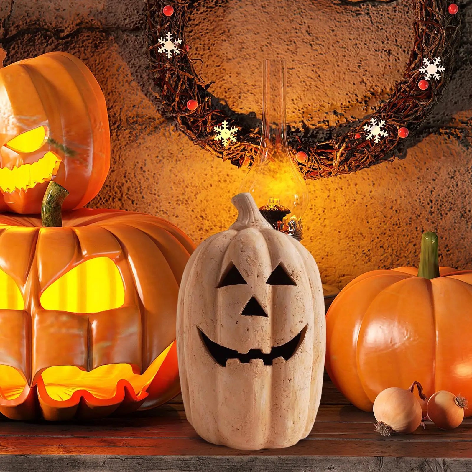 Pumpkin Lantern Halloween Jack O Lanterns Flameless Lighting Spooky Lamps For Outdoor Indoor Bedroom Decorating Garden Front
