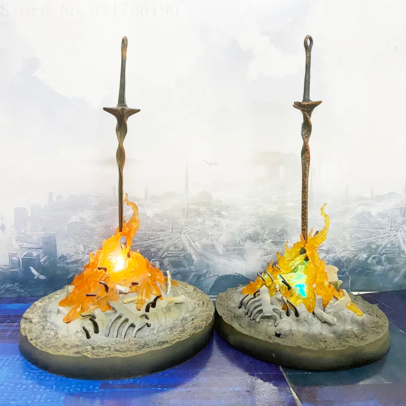 23CM Dark Souls Action Figure Fire Glowing Sword LED ILLUMINATION Bonfire LIT Light-up Glow Sword Lighting With Control Toy