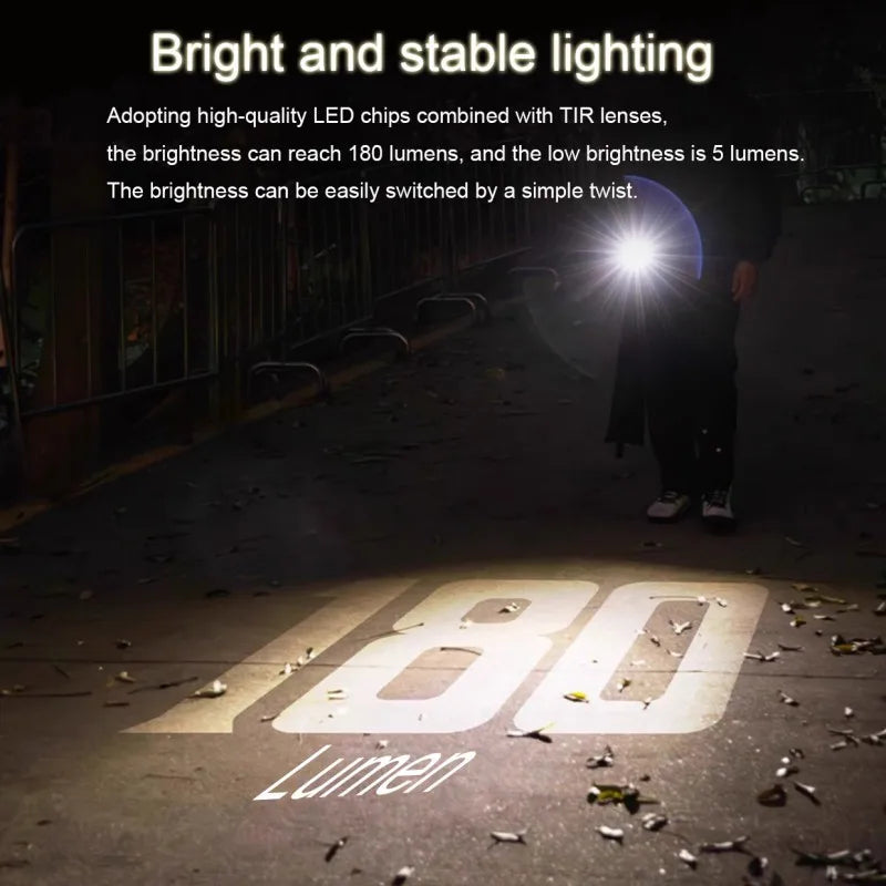 Portable Brass Flashlight for Type-c USB Charging Outdoor EDC Tools 180 lumens Waterproof Camping Survival Tool