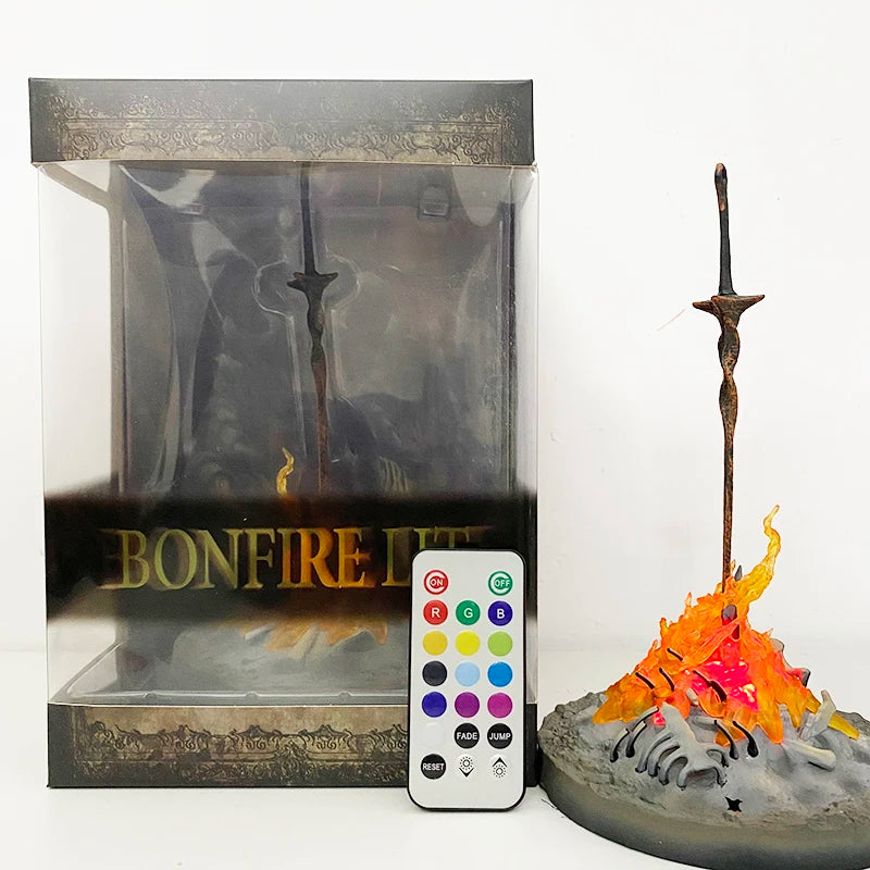 23CM Dark Souls Action Figure Fire Glowing Sword LED ILLUMINATION Bonfire LIT Light-up Glow Sword Lighting With Control Toy